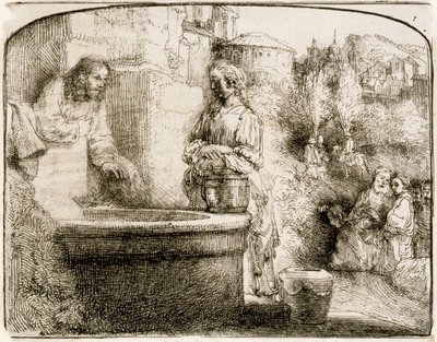 Chrystus i kobieta z Samarii autorstwa Rembrandt van Rijn