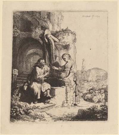 Chrystus i niewiasta z Samarii wśród ruin autorstwa Rembrandt van Rijn