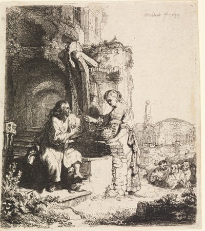 Chrystus i Niewiasta Samarii wśród ruin autorstwa Rembrandt van Rijn