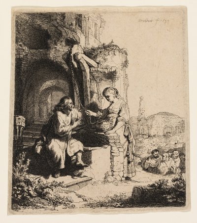 Chrystus i Niewiasta Samarii wśród ruin autorstwa Rembrandt van Rijn