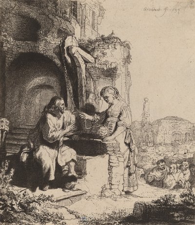 Chrystus i kobieta z Samarii wśród ruin, 1634. autorstwa Rembrandt van Rijn