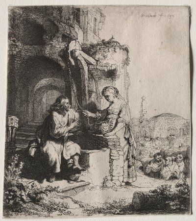 Chrystus i kobieta z Samarii wśród ruin, 1634. autorstwa Rembrandt van Rijn