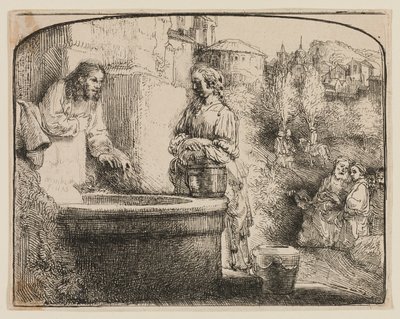 Chrystus i Kobieta z Samarii: łukowata grafika autorstwa Rembrandt van Rijn