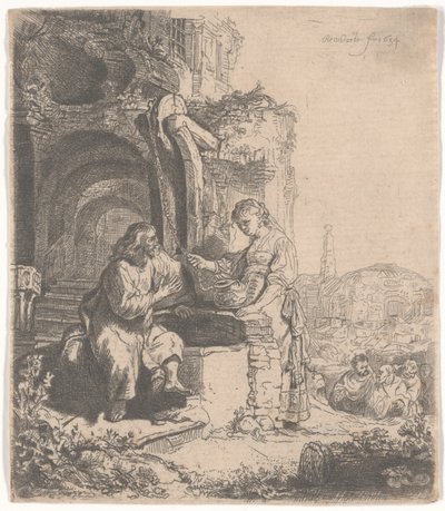Chrystus i niewiasta Samarii wśród ruin, 1634 autorstwa Rembrandt van Rijn