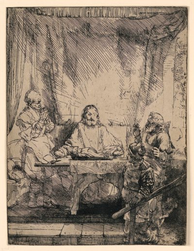 Chrystus w Emaus: Większa płyta autorstwa Rembrandt van Rijn