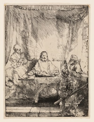 Chrystus w Emaus: Większa płyta autorstwa Rembrandt van Rijn