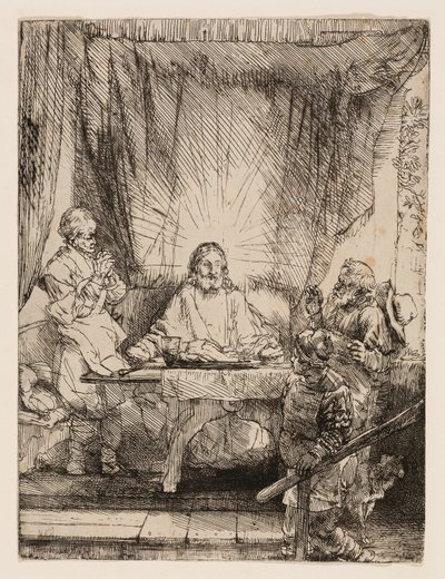 Chrystus w Emaus: Większa płyta autorstwa Rembrandt van Rijn