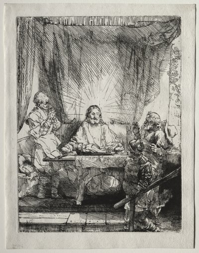 Chrystus w Emaus: większy obraz autorstwa Rembrandt van Rijn
