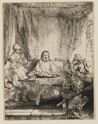 Chrystus w Emaus: większy obraz autorstwa Rembrandt van Rijn