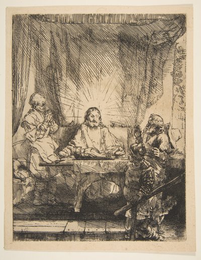 Chrystus w Emaus: Większa płyta, 1654. autorstwa Rembrandt van Rijn