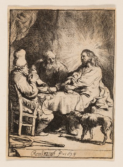 Chrystus w Emaus: mniejsza płyta autorstwa Rembrandt van Rijn