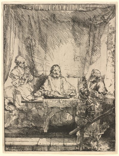 Chrystus w Emaus: Większa Płyta autorstwa Rembrandt van Rijn
