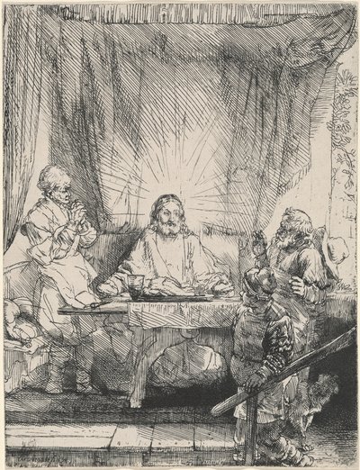 Chrystus w Emaus: Większa Płyta autorstwa Rembrandt van Rijn
