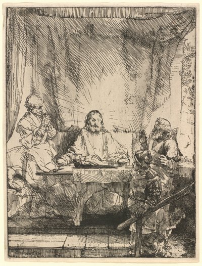 Chrystus w Emaus: większy obraz autorstwa Rembrandt van Rijn