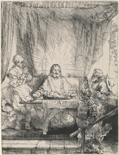 Chrystus w Emaus: większy obraz autorstwa Rembrandt van Rijn