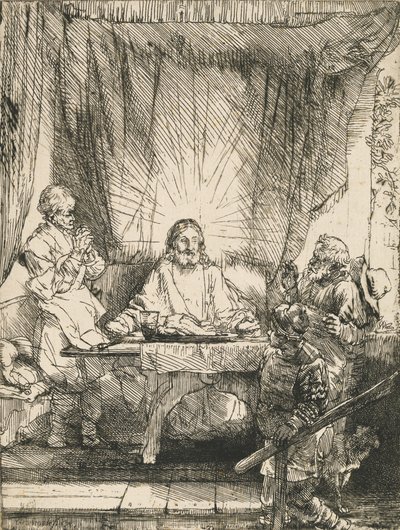 Chrystus w Emaus: Większa Płyta, 1654. autorstwa Rembrandt van Rijn