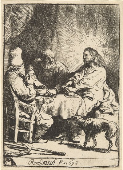 Chrystus w Emaus: mniejsza płyta autorstwa Rembrandt van Rijn