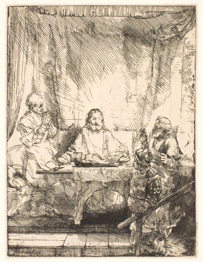 Chrystus w Emaus: większy talerz autorstwa Rembrandt van Rijn
