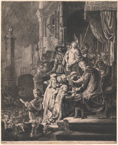 Chrystus przed Piłatem: duży talerz autorstwa Rembrandt van Rijn