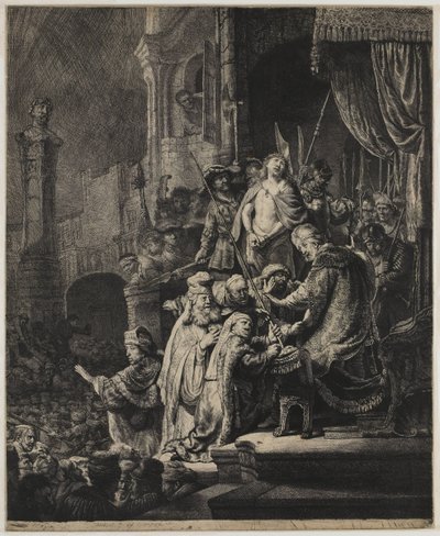 Chrystus przed Piłatem: duży talerz autorstwa Rembrandt van Rijn