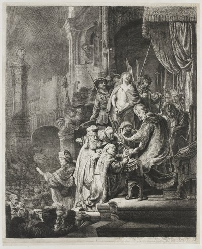Chrystus przed Piłatem: duża grafika autorstwa Rembrandt van Rijn