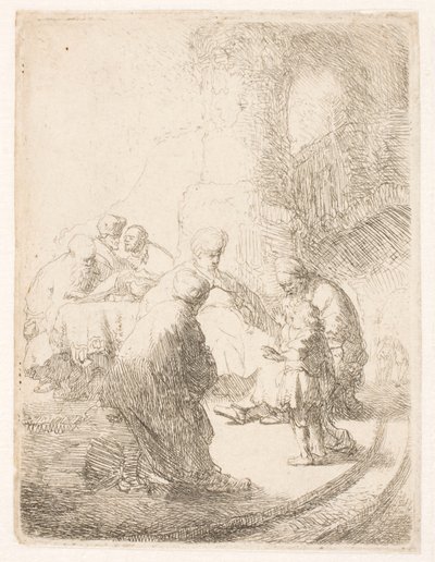 Chrystus dyskutujący z uczonymi w Piśmie: mała tabliczka autorstwa Rembrandt van Rijn