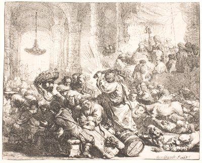 Chrystus wypędzający wymieniających pieniądze ze świątyni autorstwa Rembrandt van Rijn
