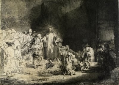 Chrystus uzdrawiający chorych: „Odbitka stu guldenów”, ok. 1649 r. autorstwa Rembrandt van Rijn
