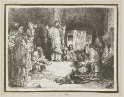 Chrystus głoszący kazanie („Mały grób”) autorstwa Rembrandt van Rijn