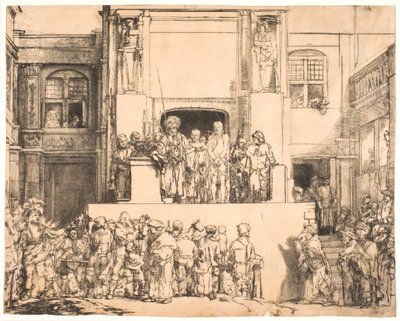 Chrystus przedstawiony ludowi: duży podłużny talerz autorstwa Rembrandt van Rijn