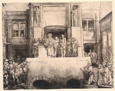 Chrystus przedstawiony ludowi: duży podłużny talerz autorstwa Rembrandt van Rijn