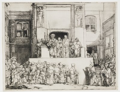 Chrystus przedstawiony ludziom: podłużny talerz autorstwa Rembrandt van Rijn