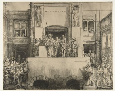 Chrystus przedstawiony ludziom: podłużny talerz autorstwa Rembrandt van Rijn