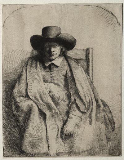 Klemens de Jonghe, sprzedawca grafik autorstwa Rembrandt van Rijn