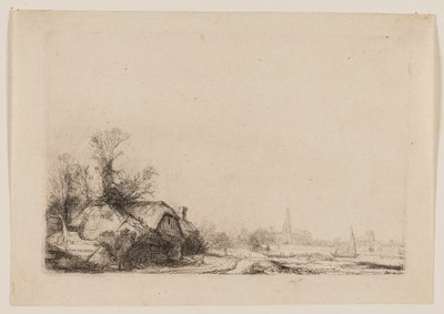 Domek nad kanałem z widokiem na Ouderkerk autorstwa Rembrandt van Rijn