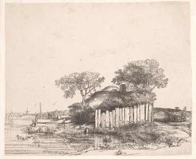 Domek z białym płotem autorstwa Rembrandt van Rijn