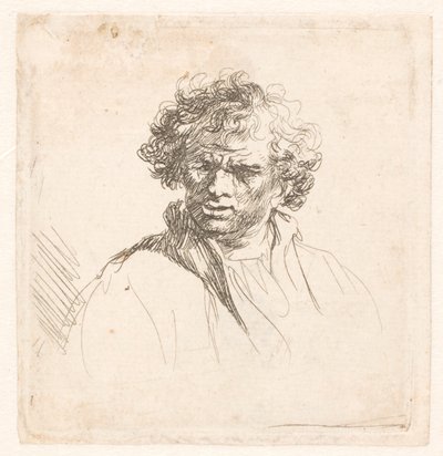 Kędzierzawy mężczyzna z krzywymi ustami autorstwa Rembrandt van Rijn