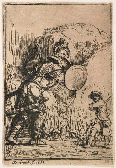 Dawid i Goliat autorstwa Rembrandt van Rijn
