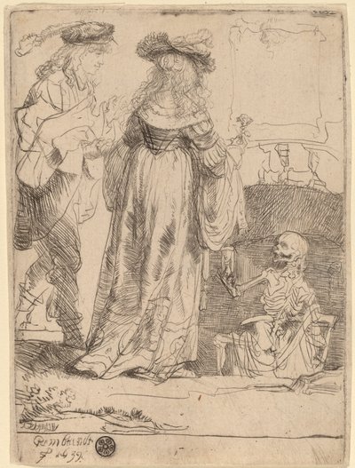 Śmierć ukazująca się małżeństwu z otwartego grobu autorstwa Rembrandt van Rijn