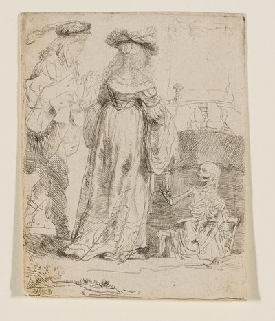 Śmierć ukazująca się małżonkom z otwartego grobu autorstwa Rembrandt van Rijn