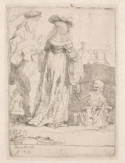 Młoda para i śmierć autorstwa Rembrandt van Rijn