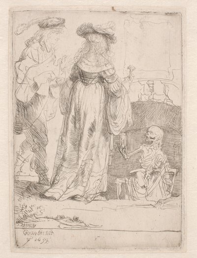Młoda para i śmierć autorstwa Rembrandt van Rijn