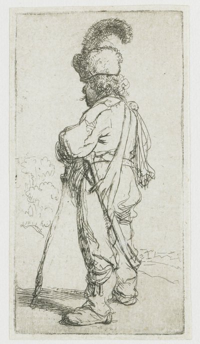 Polak z kijem autorstwa Rembrandt van Rijn