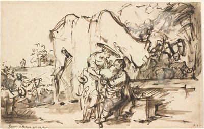 Eliezer i Rebecca przy studni autorstwa Rembrandt van Rijn