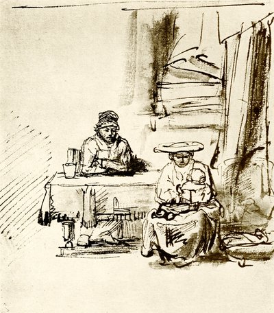 Scena rodzinna autorstwa Rembrandt van Rijn