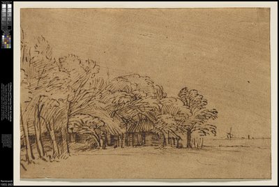Farma pod drzewami, ok.1650 autorstwa Rembrandt van Rijn