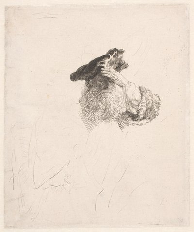 Stary człowiek osłaniający oczy dłonią autorstwa Rembrandt van Rijn