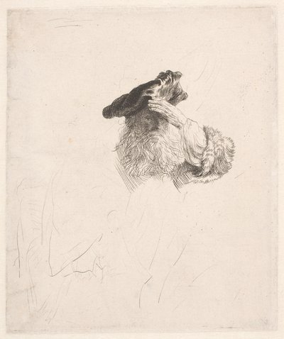 Stary człowiek osłaniający oczy dłonią autorstwa Rembrandt van Rijn