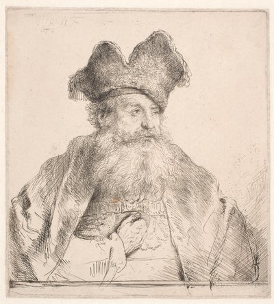 Stary człowiek w futrzanym kapeluszu autorstwa Rembrandt van Rijn