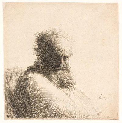 Stary brodaty mężczyzna. Biust autorstwa Rembrandt van Rijn